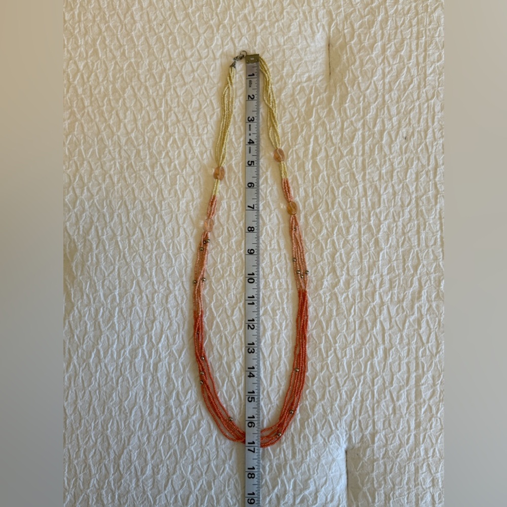 Multi-Strand Beaded Necklace – Peach & Cream - Picture 3 of 4
